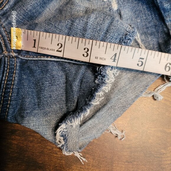 American Eagle Hi Rise Shortie Size 0 Next Level Stretch Medium Dark Wash Denim - Picture 10 of 11